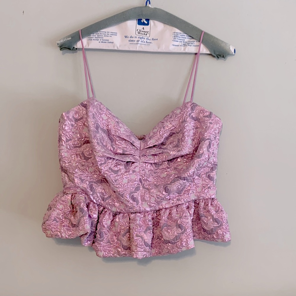 Pink Zara Ruffle Crop Top